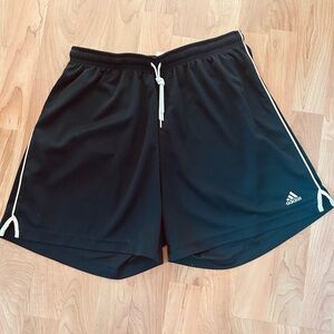 Adidas Women's Black Athletic Shorts with White Stripes